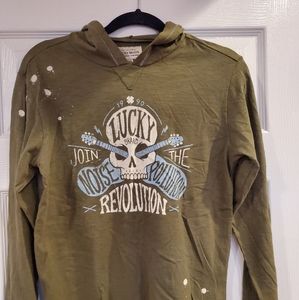 Lucky Brand trendy skull head boys hoodie